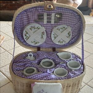 Charming Kids Tea Set with Purple and White Accents